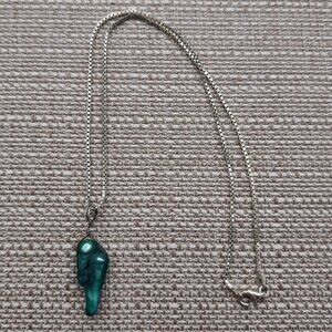 16 Inch Sterling Silver Handmade Green Pearl Pendant Necklace A3023